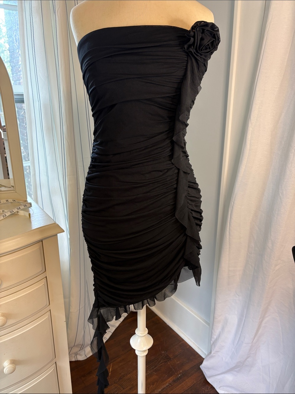 Hello Molly Black Strapless Ruffled Cocktail Dress